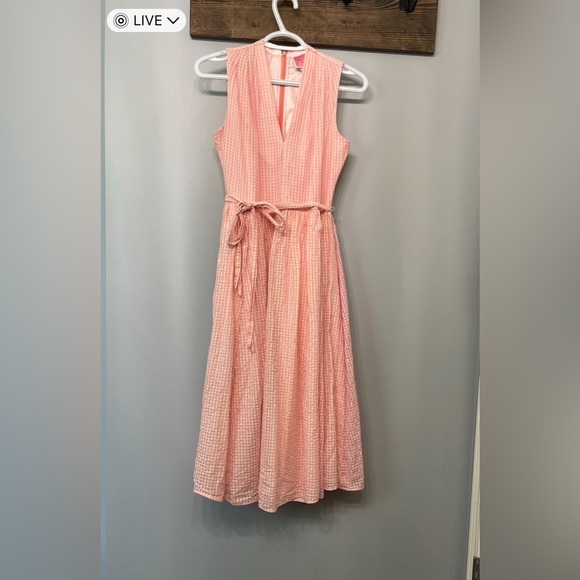 Kate Spade Midi Dress size 2 pink and white checker pattern with pockets! - Picture 3 of 9